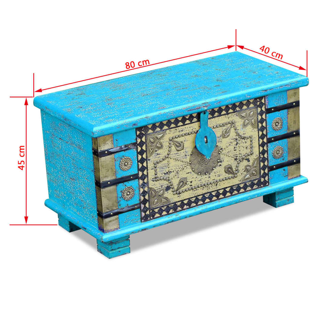 vidaXL Opbergkist 80x40x45 cm mangohout blauw - Aashly