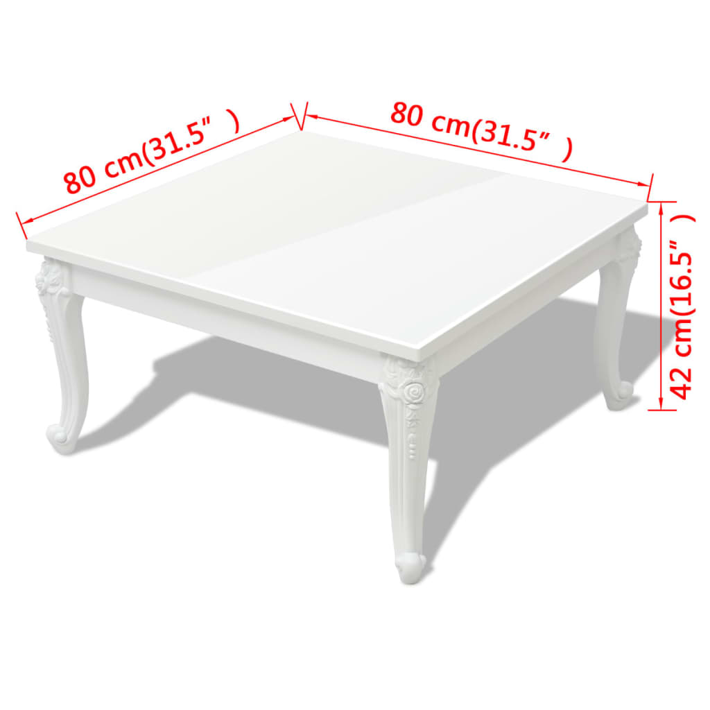 vidaXL Salontafel 80x80x42 cm hoogglans wit