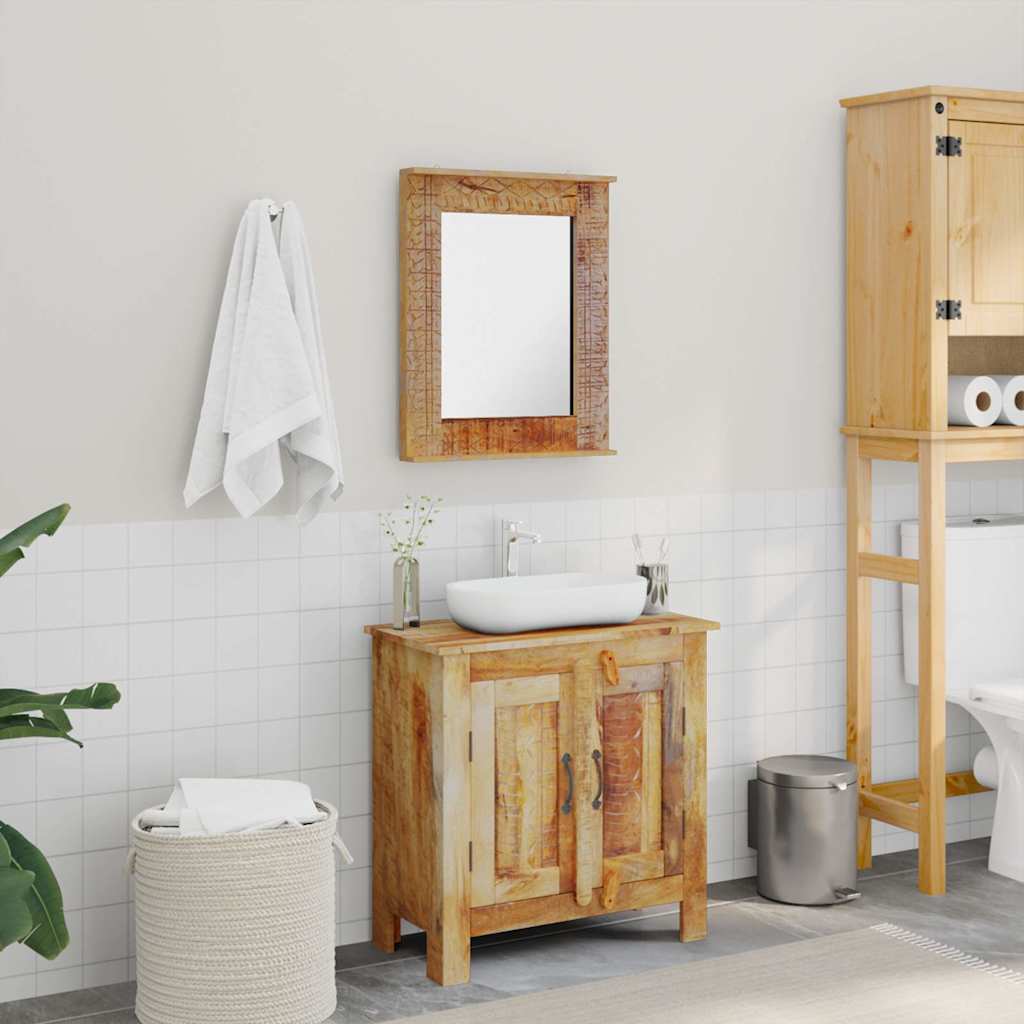 vidaXL Badkamerset met kast en spiegel massief gerecycled hout - Aashly