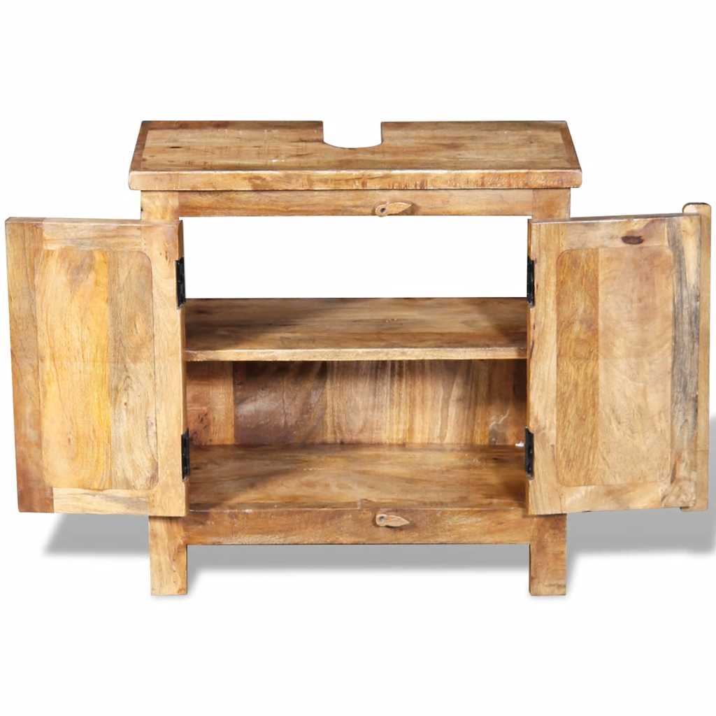 vidaXL Badkamerset met kast en spiegel massief gerecycled hout - Aashly