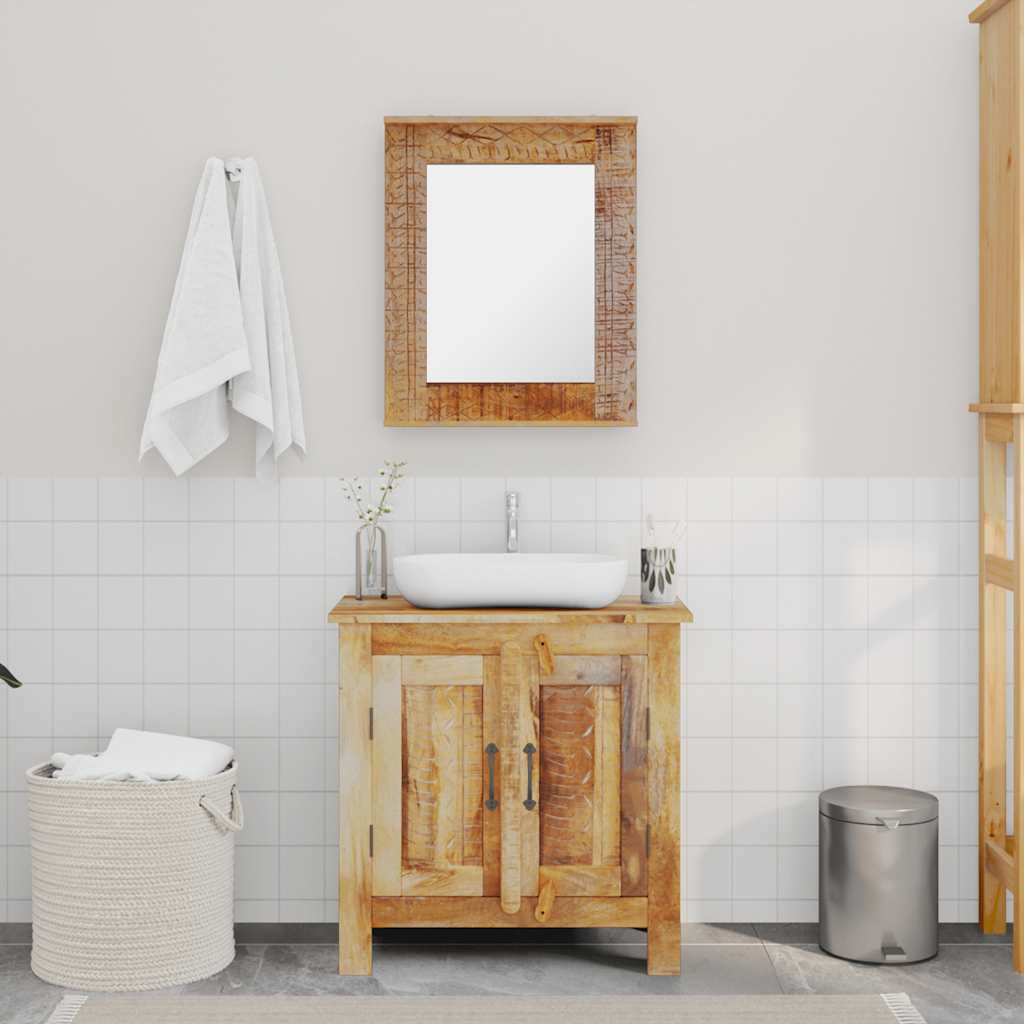 vidaXL Badkamerset met kast en spiegel massief gerecycled hout - Aashly