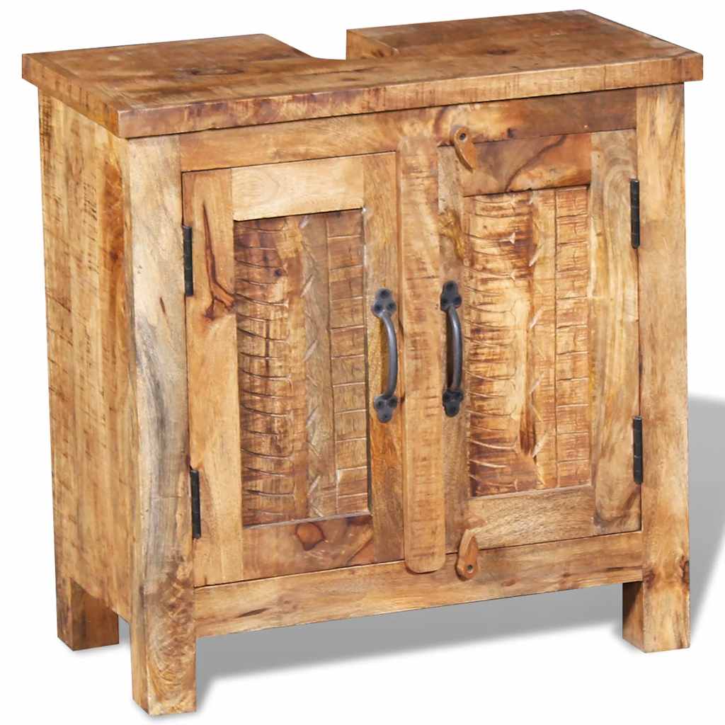 vidaXL Badkamerset met kast en spiegel massief gerecycled hout - Aashly