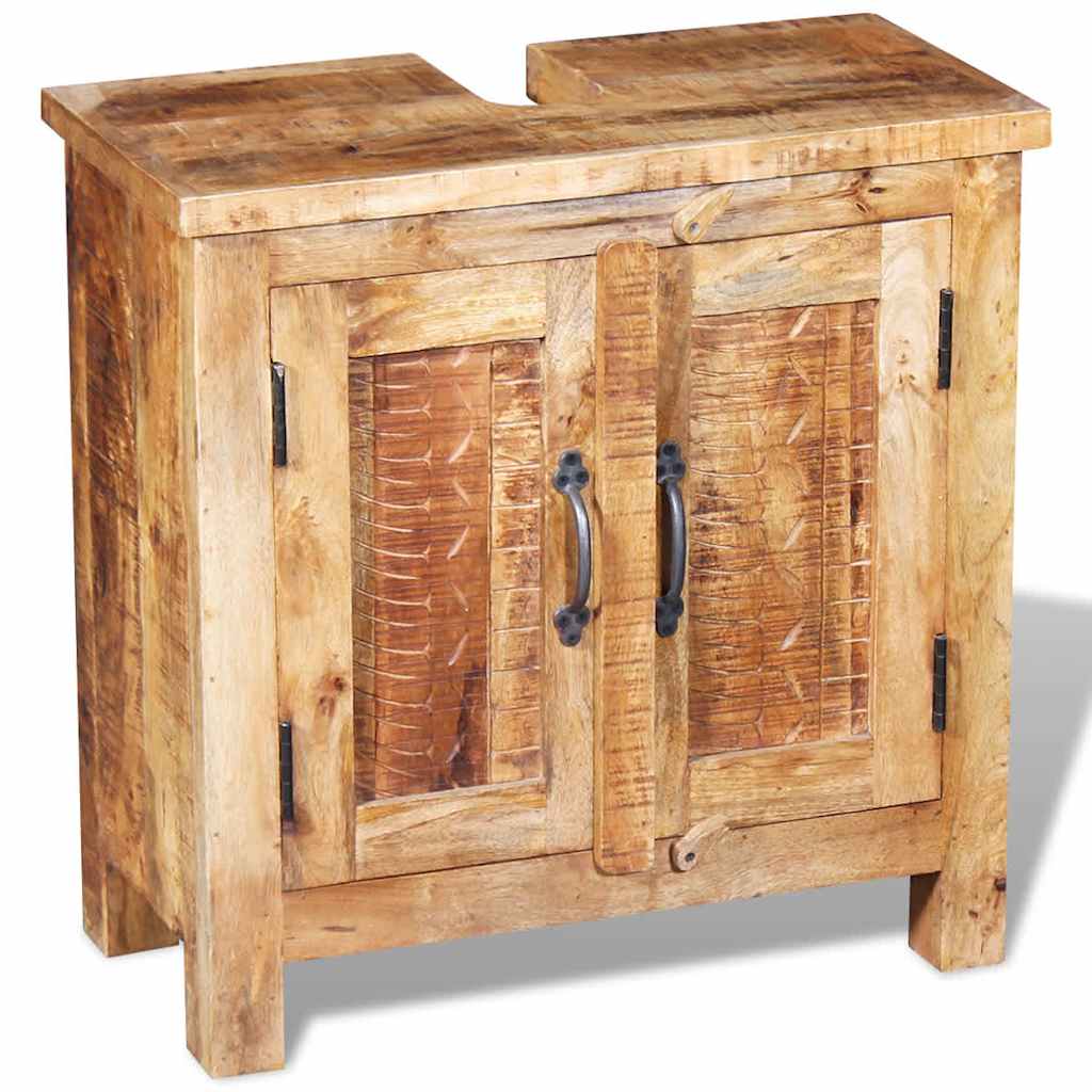 vidaXL Badkamerset met kast en spiegel massief gerecycled hout - Aashly