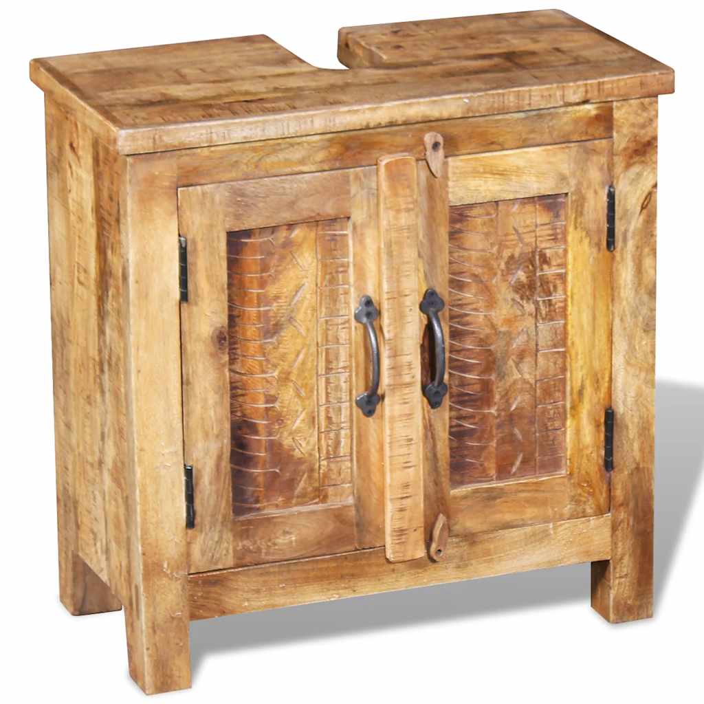 vidaXL Badkamerset met kast en spiegel massief gerecycled hout - Aashly
