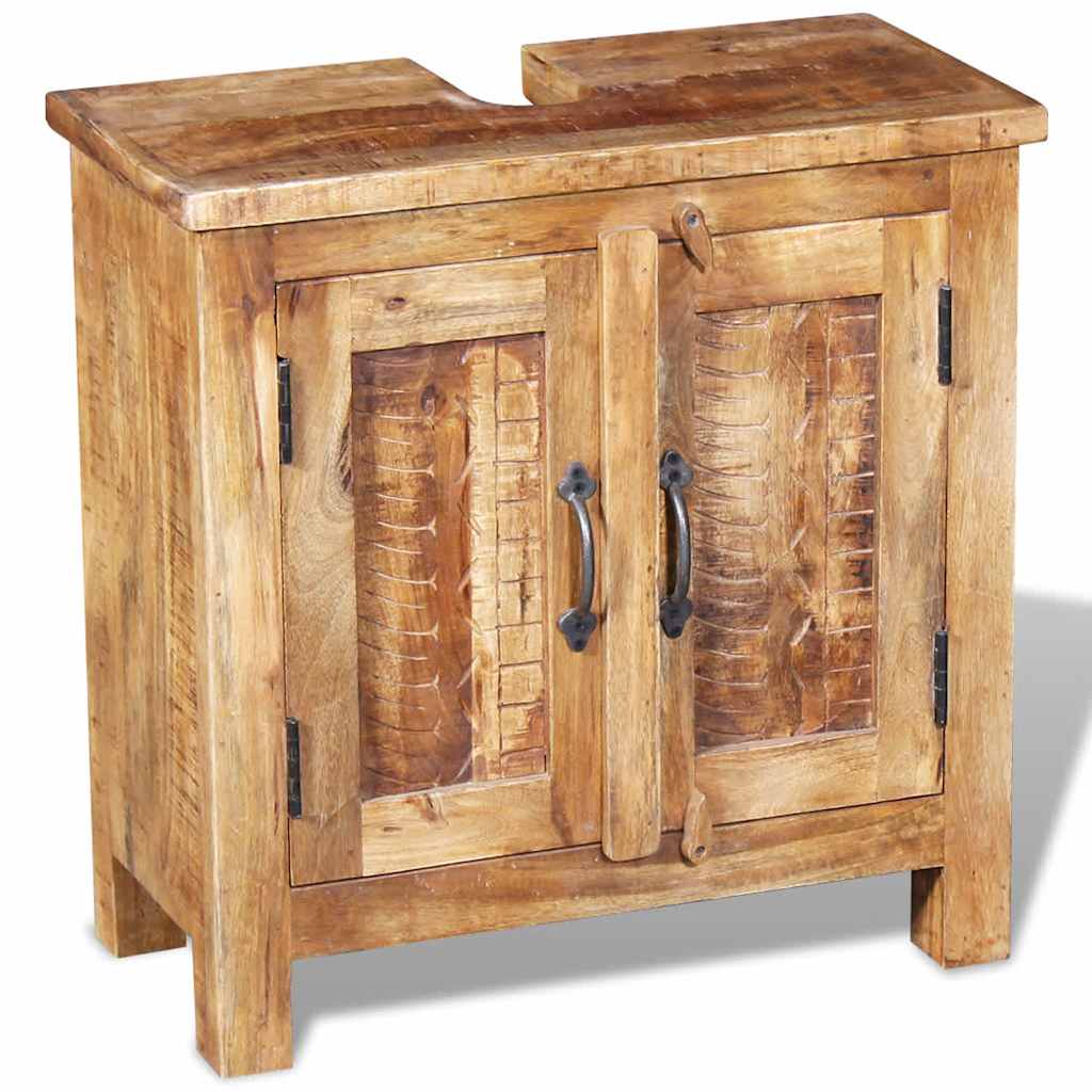 vidaXL Badkamerset met kast en spiegel massief gerecycled hout - Aashly