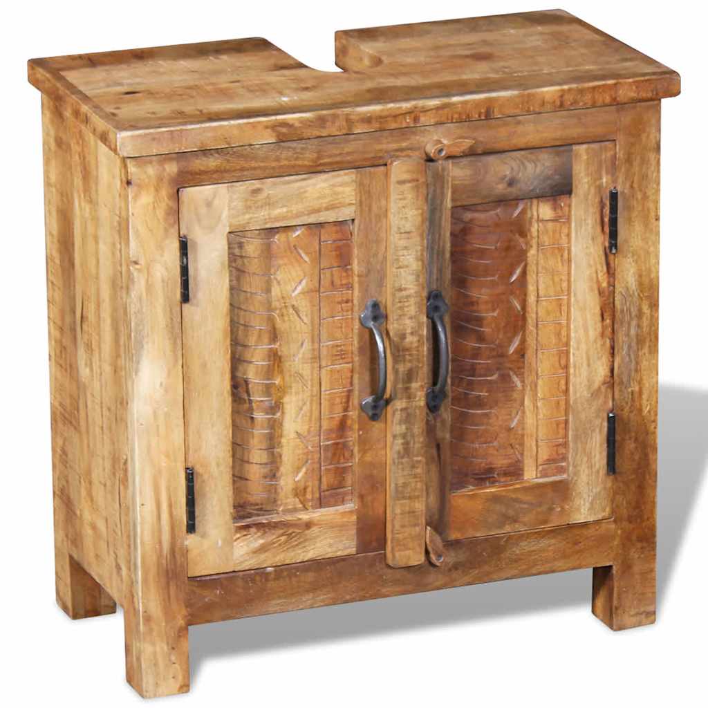 vidaXL Badkamerset met kast en spiegel massief gerecycled hout - Aashly