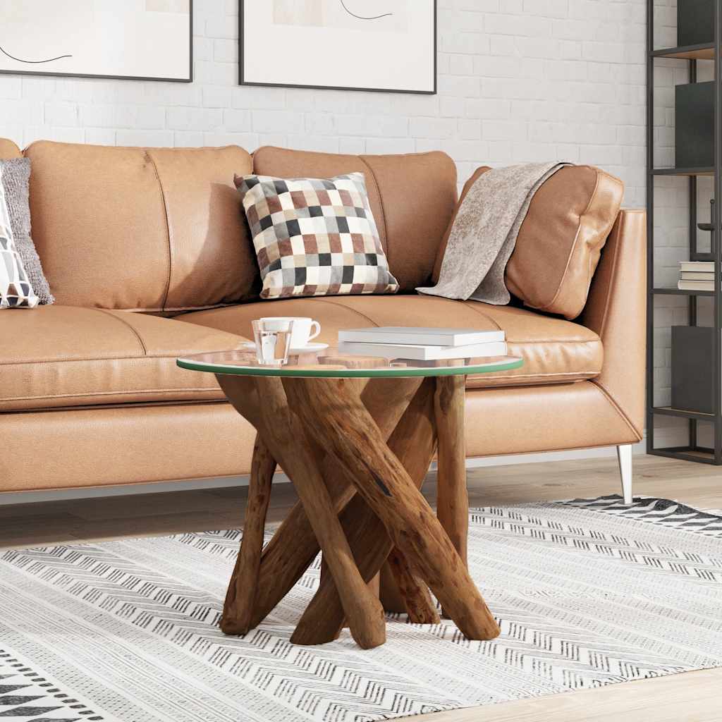 vidaXL Salontafel 60 cm massief teak drijfhout - Aashly