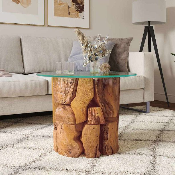 vidaXL Salontafel 60 cm massief teak drijfhout - Aashly