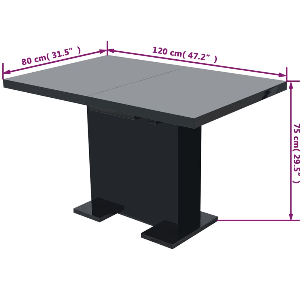 vidaXL Eettafel verlengbaar hoogglans wit