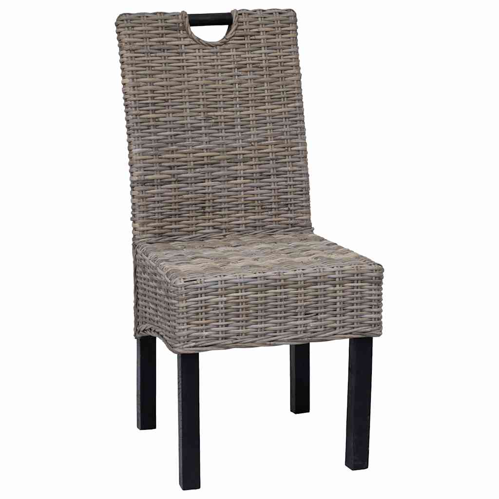 vidaXL Eetkamerstoel Kubu 2 stuks rattan mangohout