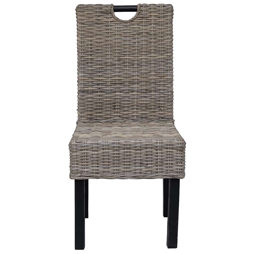 vidaXL Eetkamerstoel Kubu 2 stuks rattan mangohout