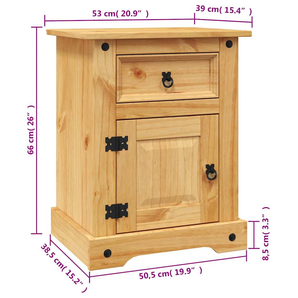 vidaXL Nachtkastje Mexicaans grenenhout Corona-stijl 53x39x66 cm - Aashly