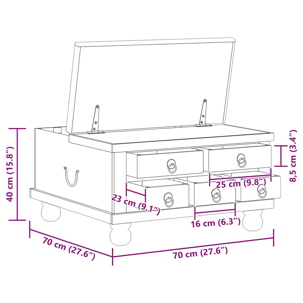 vidaXL Salontafel 70x70x38 cm gerecycled hout - Aashly