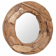 vidaXL Decorative Round Mirror 60 cm Teak Wood