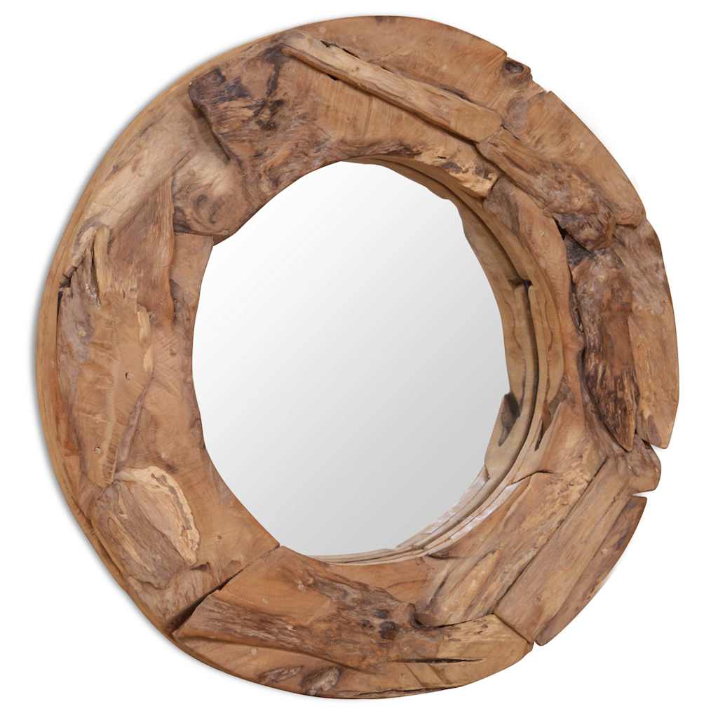 vidaXL Decorative Round Mirror 60 cm Teak Wood