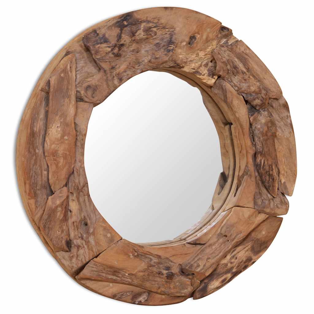 vidaXL Decorative Round Mirror 60 cm Teak Wood