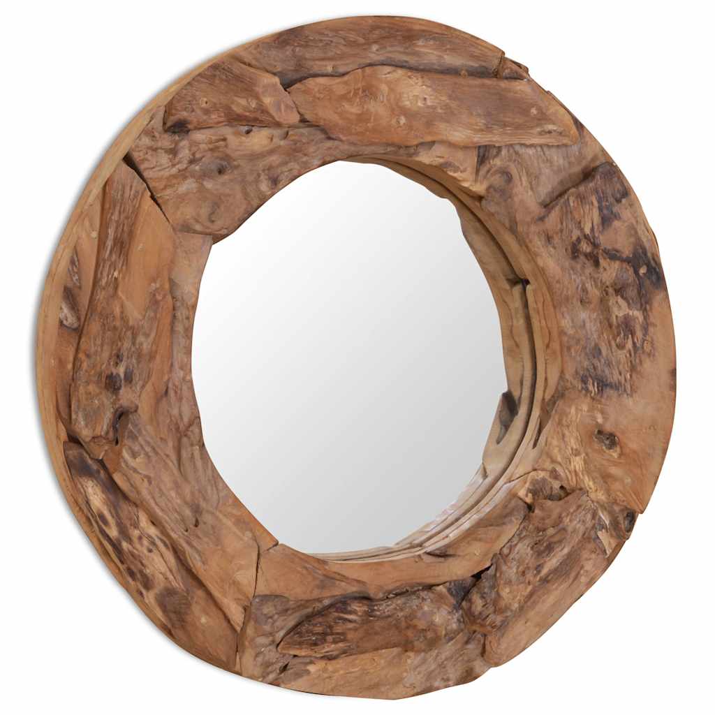 vidaXL Decorative Round Mirror 60 cm Teak Wood