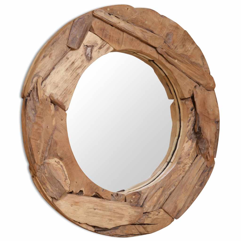 vidaXL Decorative Round Mirror 60 cm Teak Wood