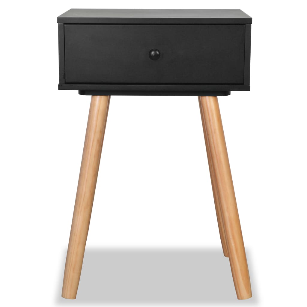vidaXL Nachtkastjes 2 st 40x30x61 cm massief grenenhout zwart - Aashly