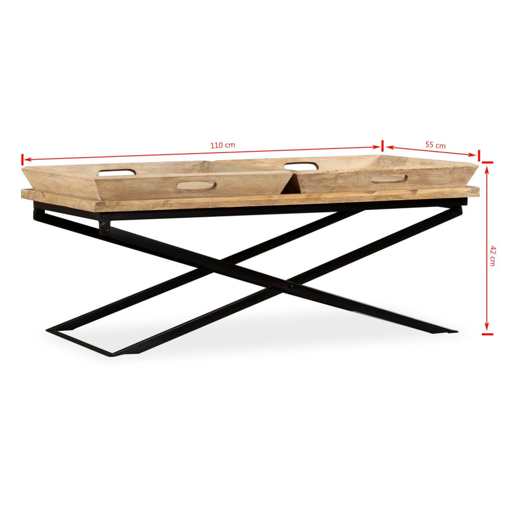 vidaXL Salontafel 110x55x42 cm massief mangohout - Aashly