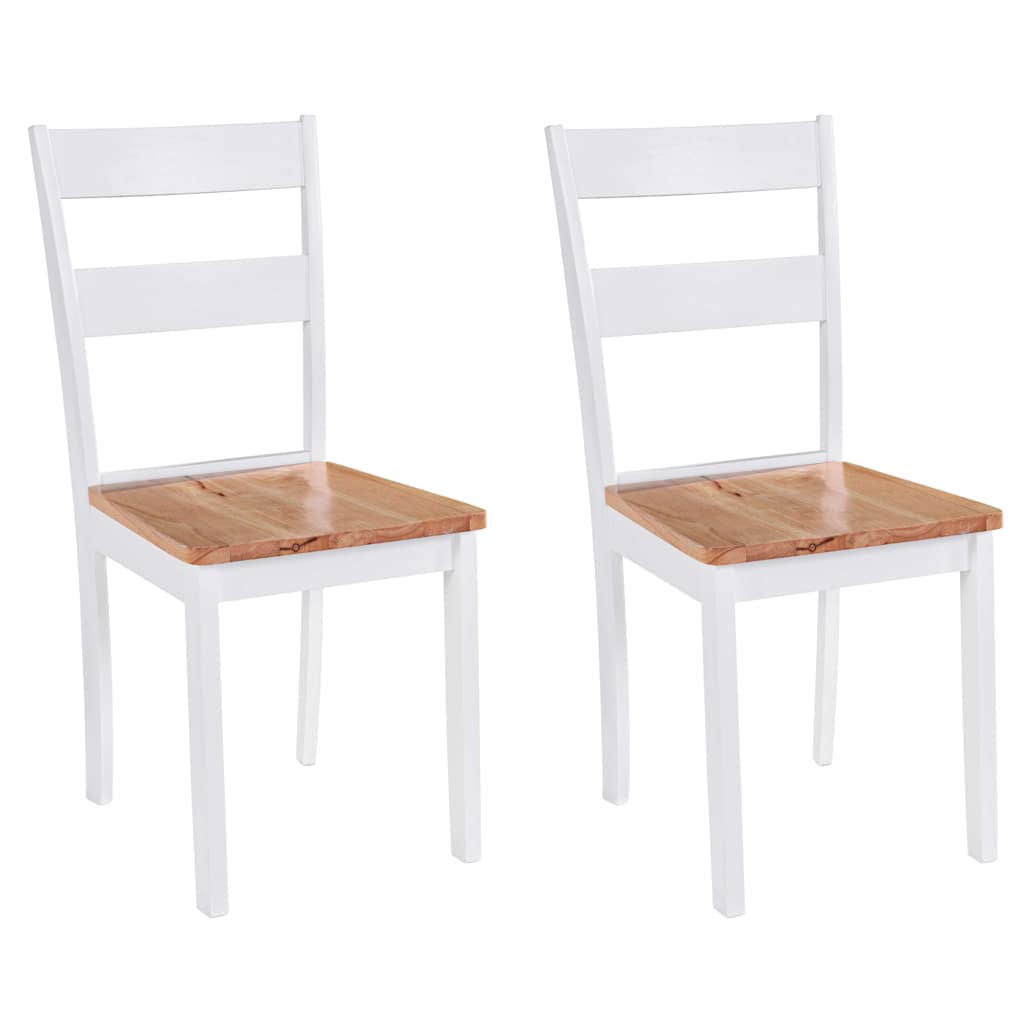 vidaXL Eetkamerstoelen met kussens 2 st massief hout rubber wit - Aashly