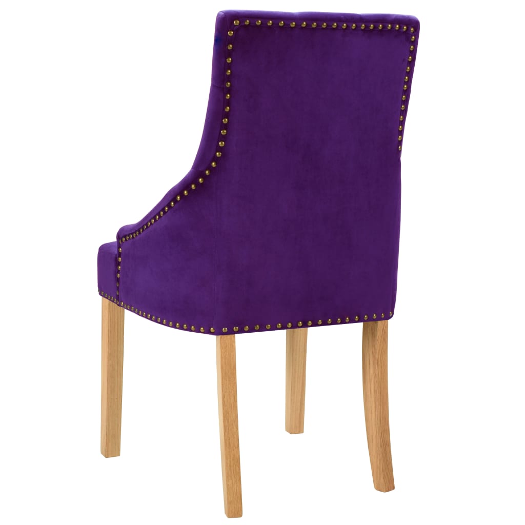 vidaXL Eetkamerstoelen 2 st massief eikenhout en fluweel paars