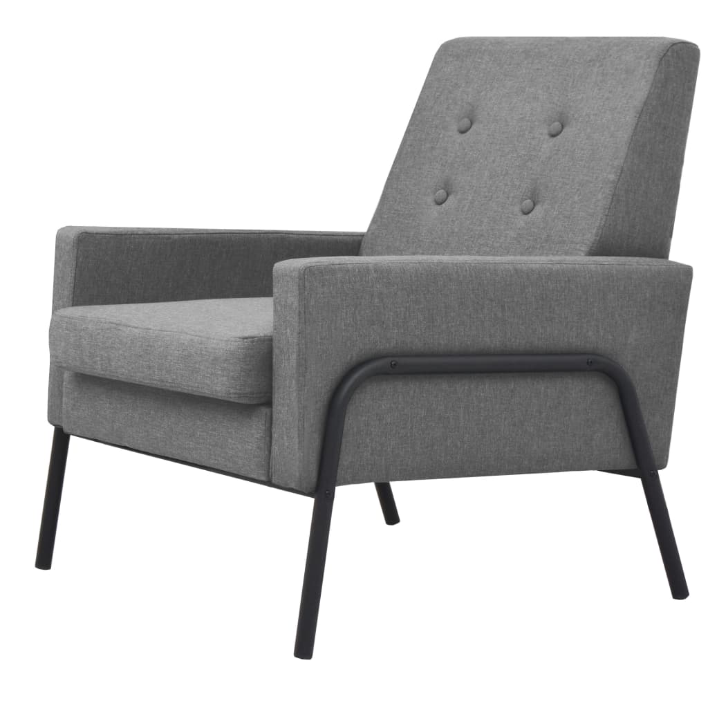 vidaXL Fauteuil staal en stof lichtgrijs