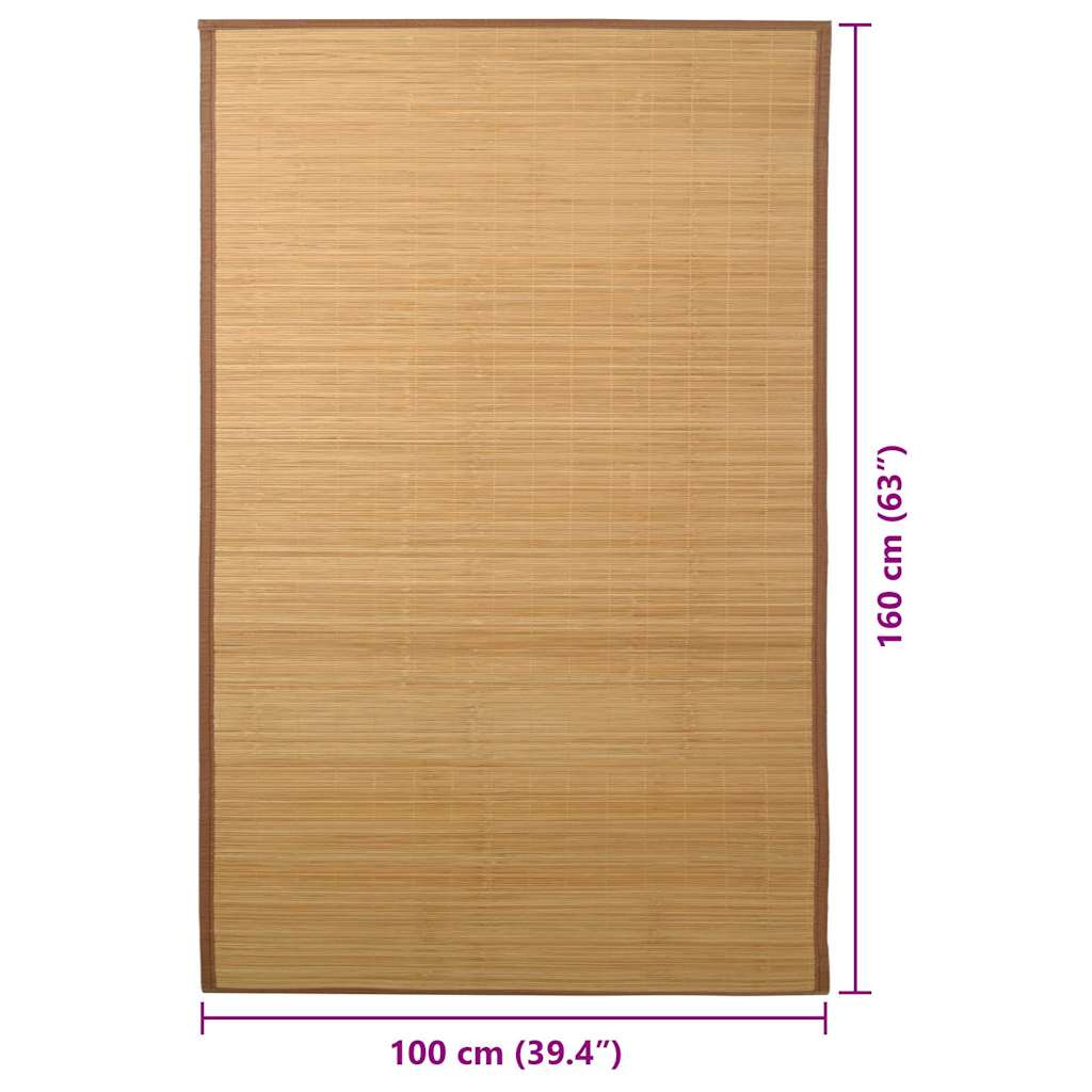 vidaXL Tapijt 100x160 cm bamboe bruin - Aashly
