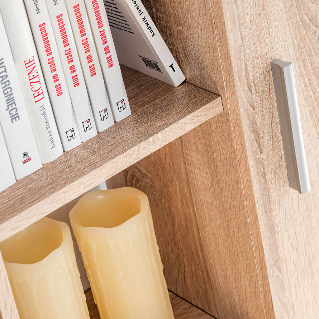 vidaXL Tv-wandmeubel met LED-verlichting Sonoma eiken en wit