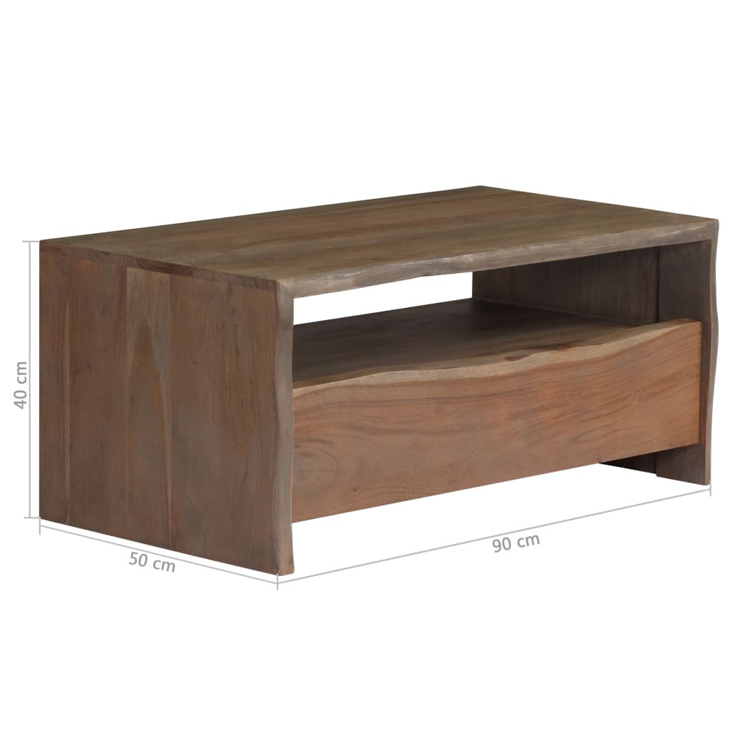 vidaXL Salontafel met natuurlijke rand 90x50x40 cm acaciahout grijs