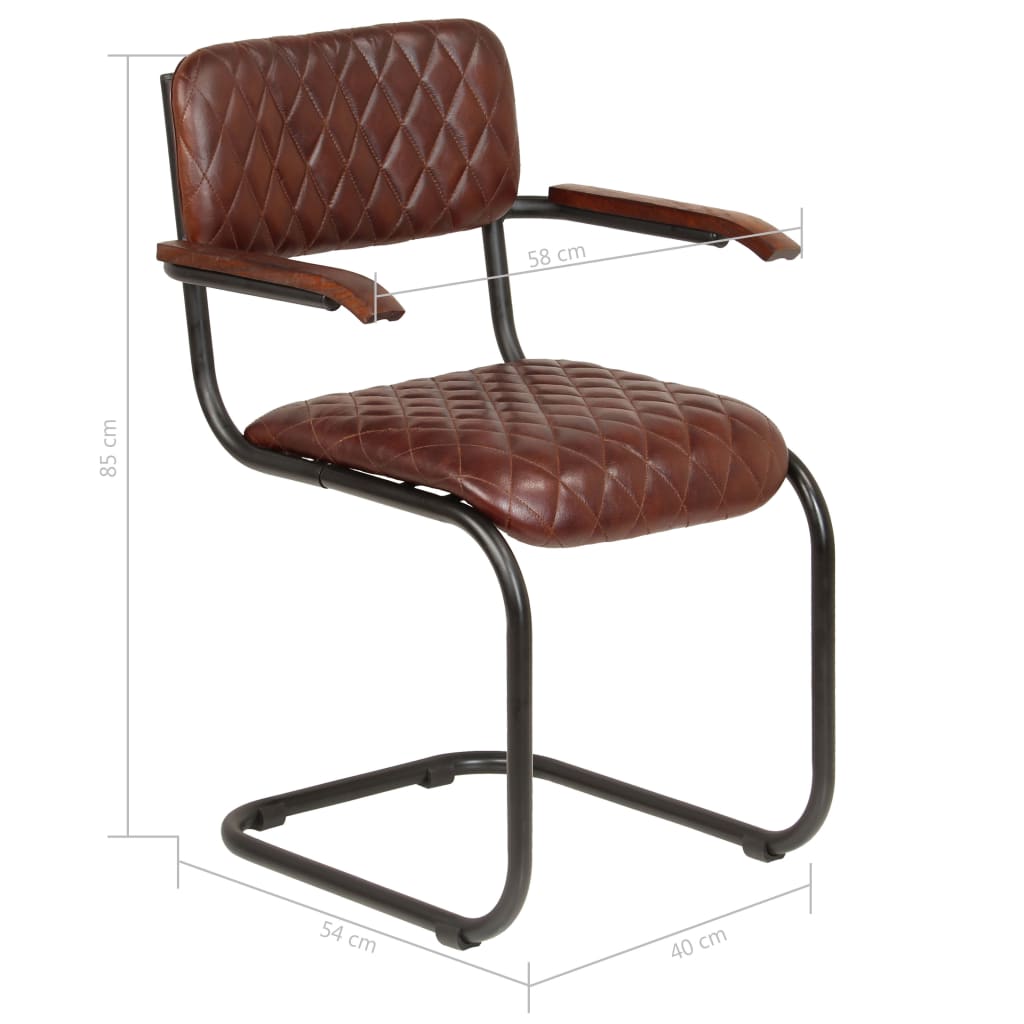 vidaXL Eetkamerstoelen 2 st met armleuningen echt leer bruin