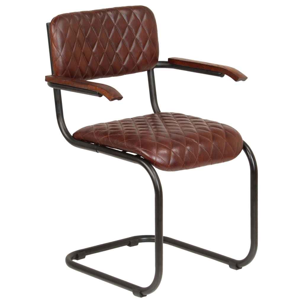 vidaXL Eetkamerstoelen 2 st met armleuningen echt leer bruin