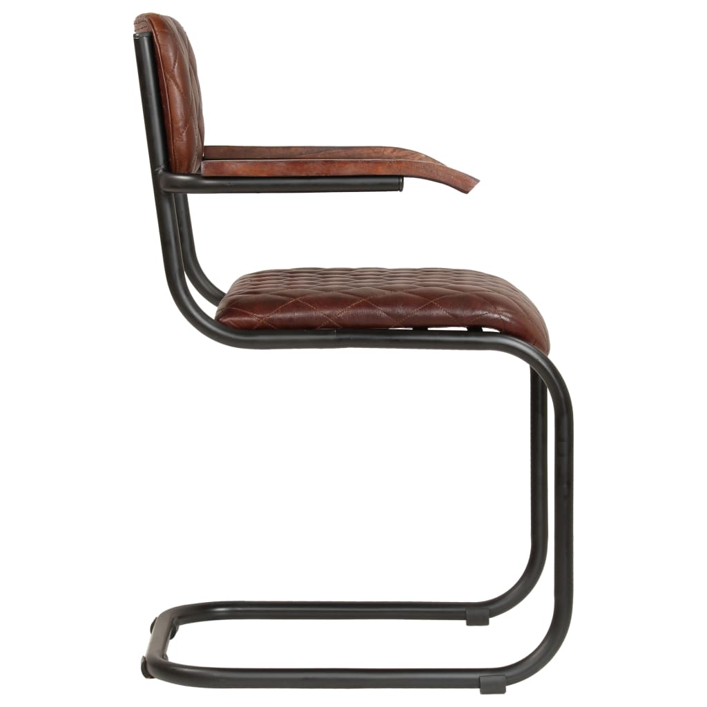 vidaXL Eetkamerstoelen 2 st met armleuningen echt leer bruin
