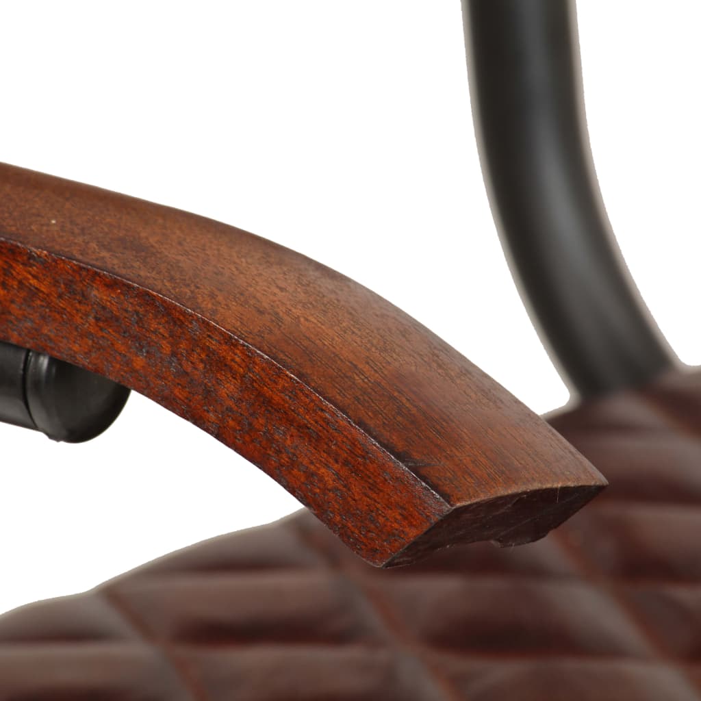 vidaXL Eetkamerstoelen 2 st met armleuningen echt leer bruin