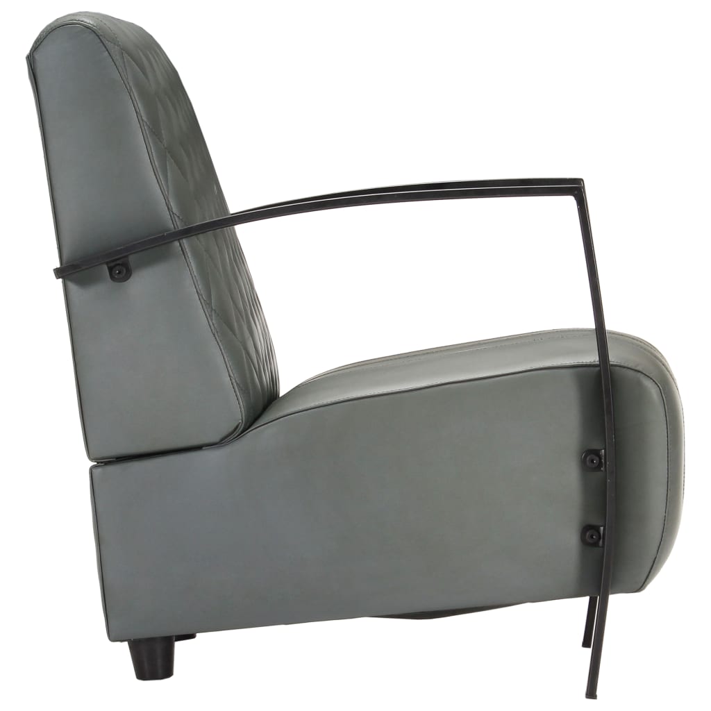 vidaXL Fauteuil echt leer grijs