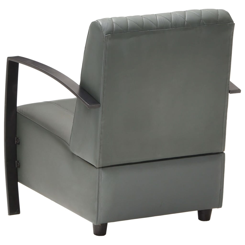 vidaXL Fauteuil echt leer grijs