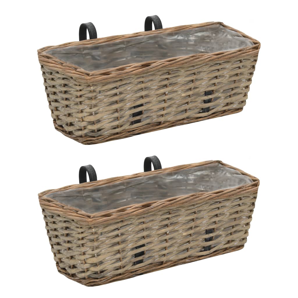 vidaXL Balkonbakken 2 st 40 cm wicker met PE-voering - Aashly