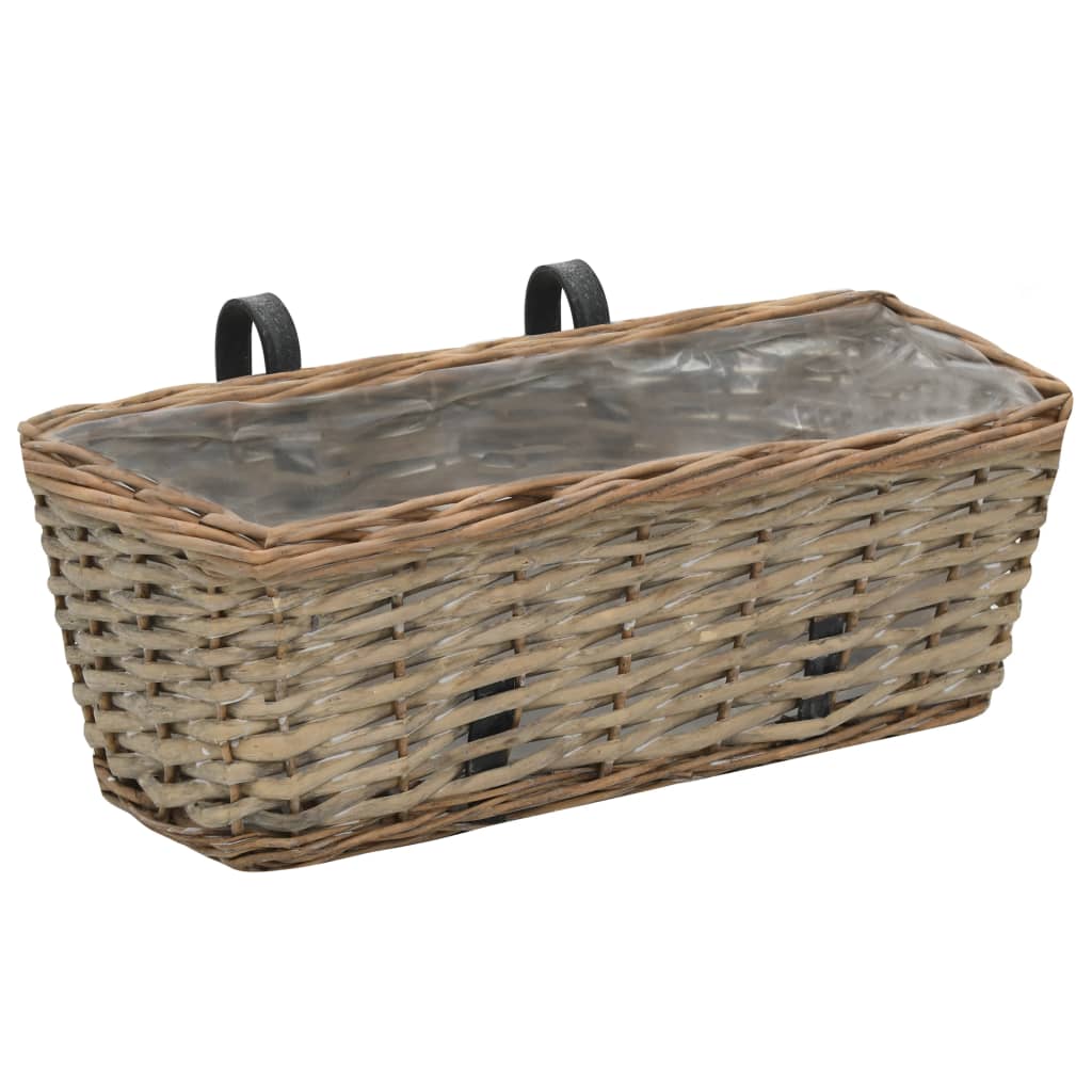 vidaXL Balkonbakken 2 st 40 cm wicker met PE-voering - Aashly