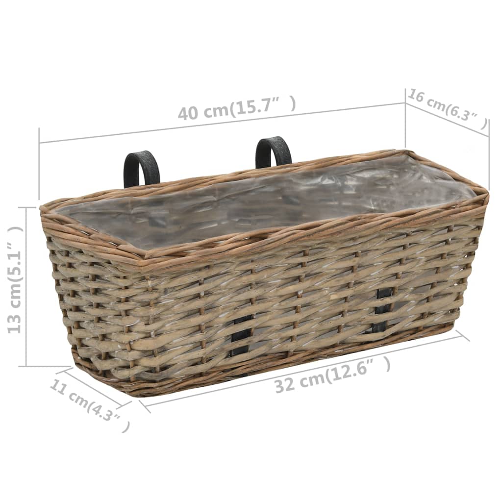 vidaXL Balkonbakken 2 st 40 cm wicker met PE-voering - Aashly