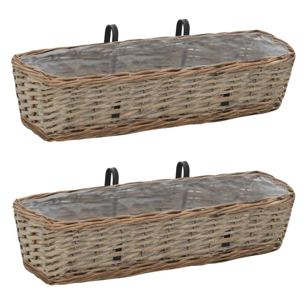 vidaXL Balkonbakken 2 st 40 cm wicker met PE-voering - Aashly