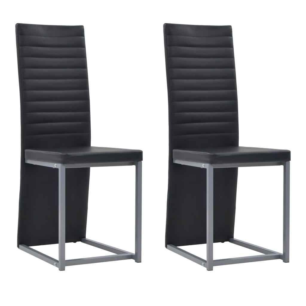 vidaXL Eetkamerstoelen 2 st kunstleer zwart