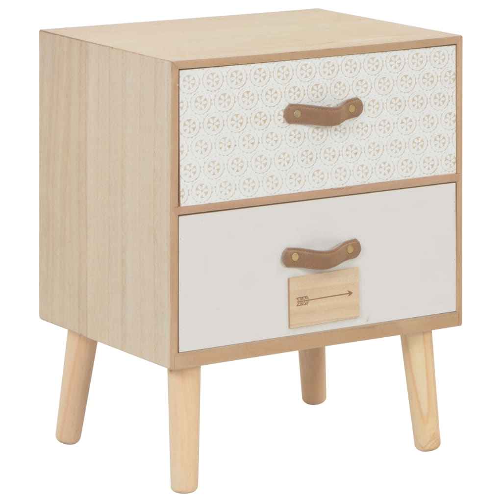 vidaXL Nachtkastje met 2 lades 40x30x49,5 cm massief grenenhout
