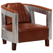 vidaXL Fauteuil luchtvaartstijl echt leer bruin
