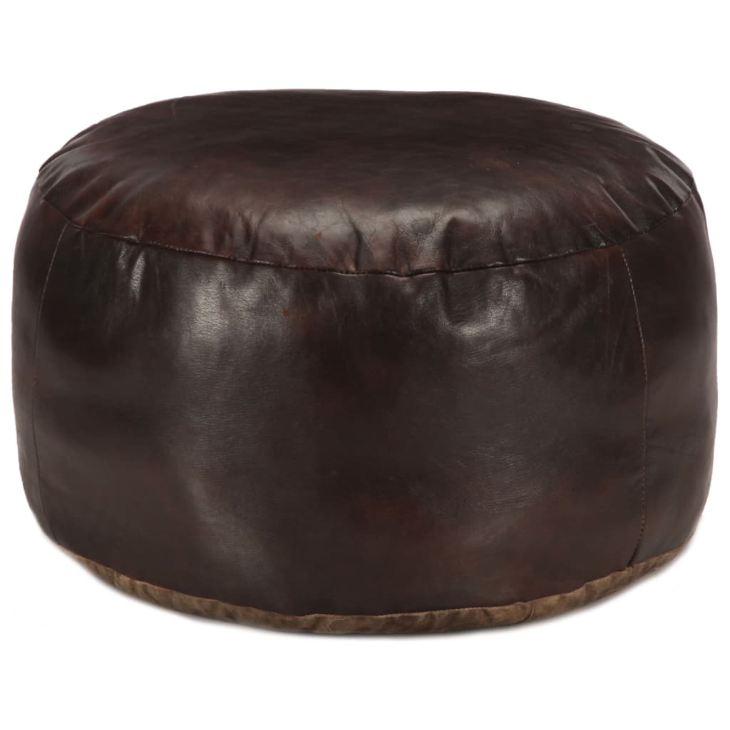 vidaXL Poef 60x30 cm echt geitenleer zwart - Aashly