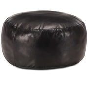 vidaXL Poef 60x30 cm echt geitenleer zwart - Aashly
