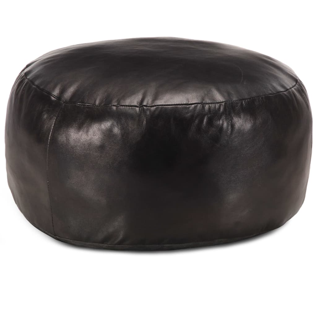 vidaXL Poef 60x30 cm echt geitenleer zwart - Aashly