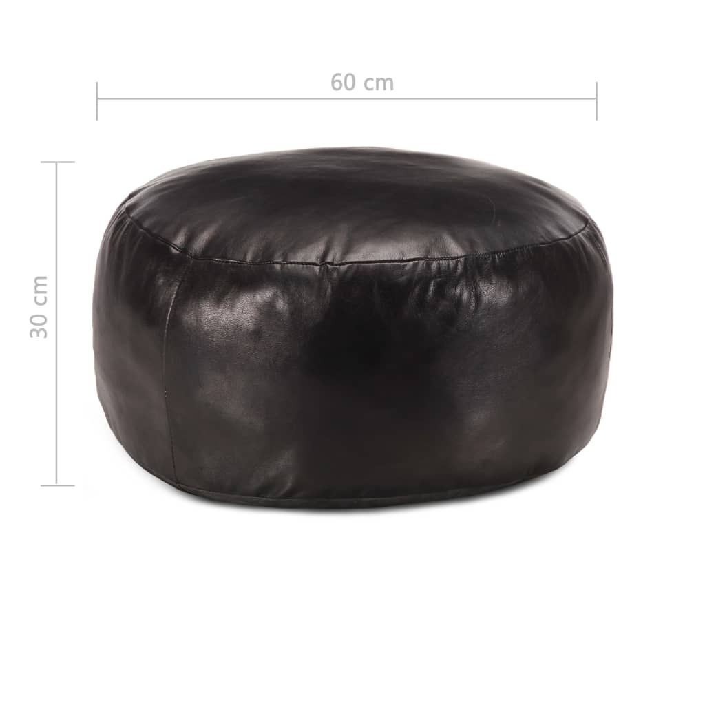vidaXL Poef 60x30 cm echt geitenleer zwart - Aashly