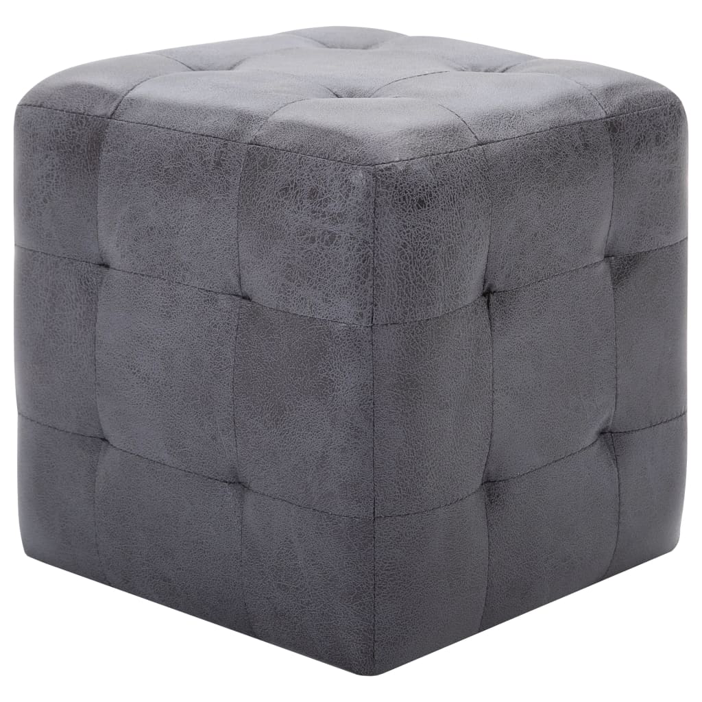vidaXL Nachtkastjes 2 st 30x30x30 cm kunstsuède grijs - Aashly