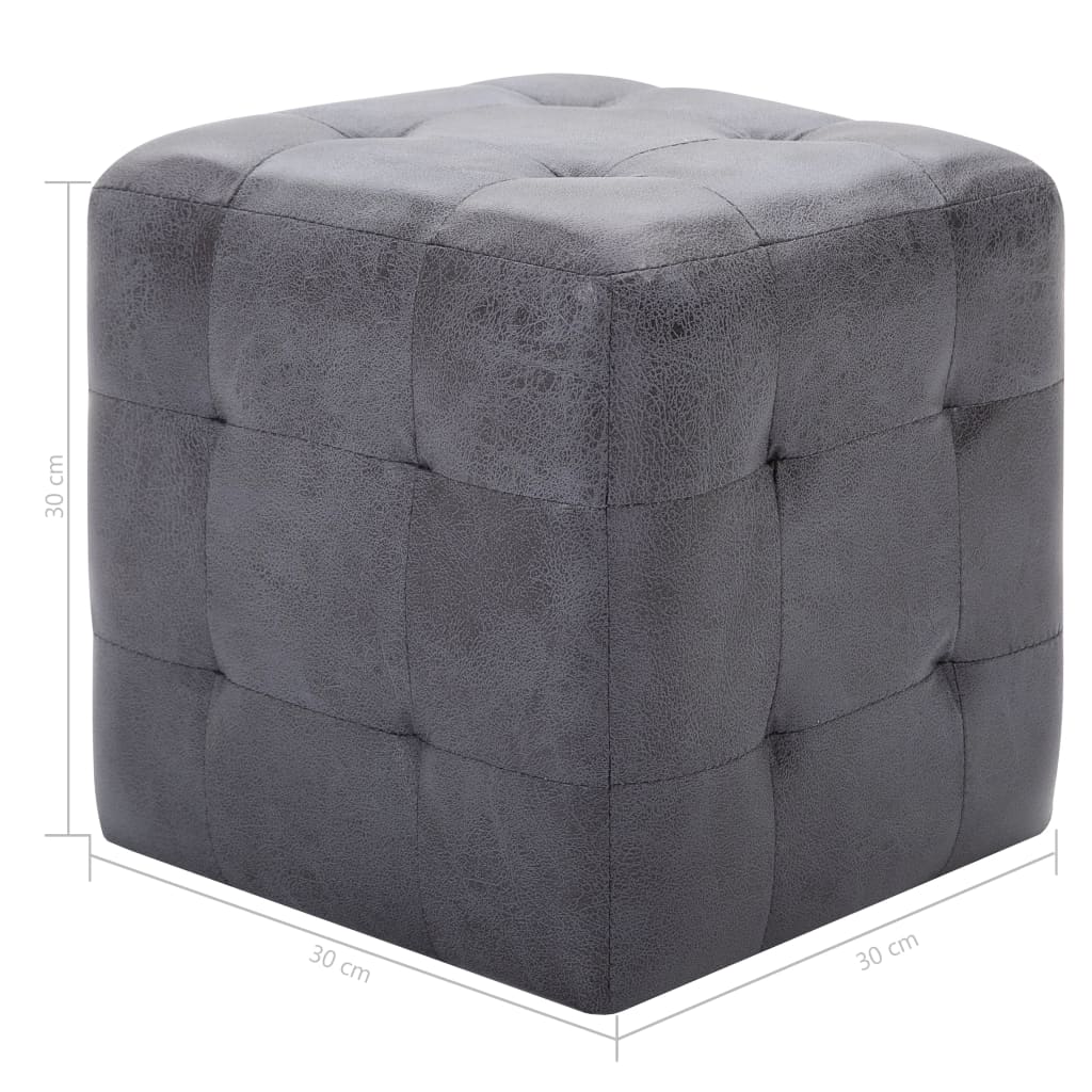 vidaXL Nachtkastjes 2 st 30x30x30 cm kunstsuède grijs - Aashly