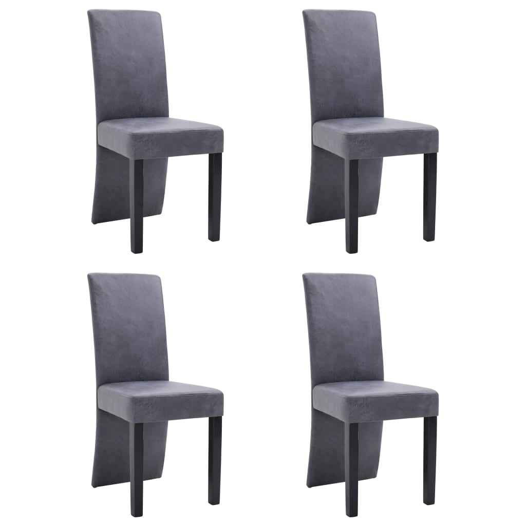 vidaXL Eetkamerstoelen 4 st kunstsuède grijs